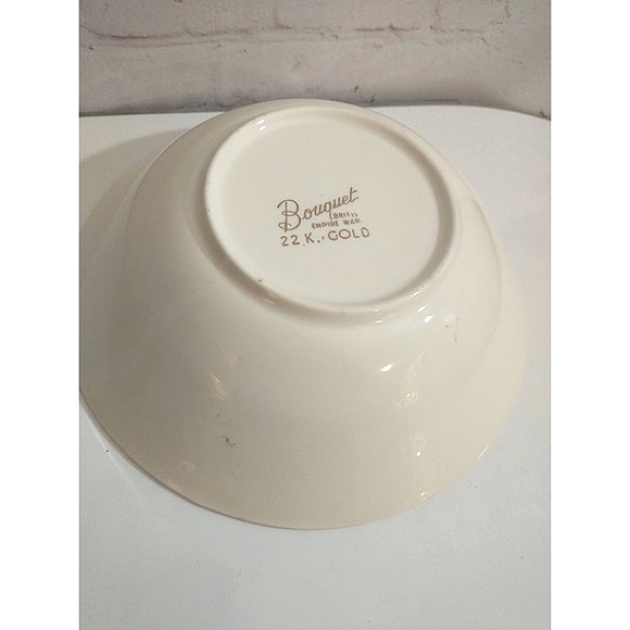 Vintage British Empire Ware "Bouquet" Floral Bowl 22k Gold Gilt 8.5" - Picture 6 of 7